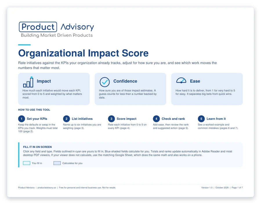 First page of the Organizational Impact Score PDF